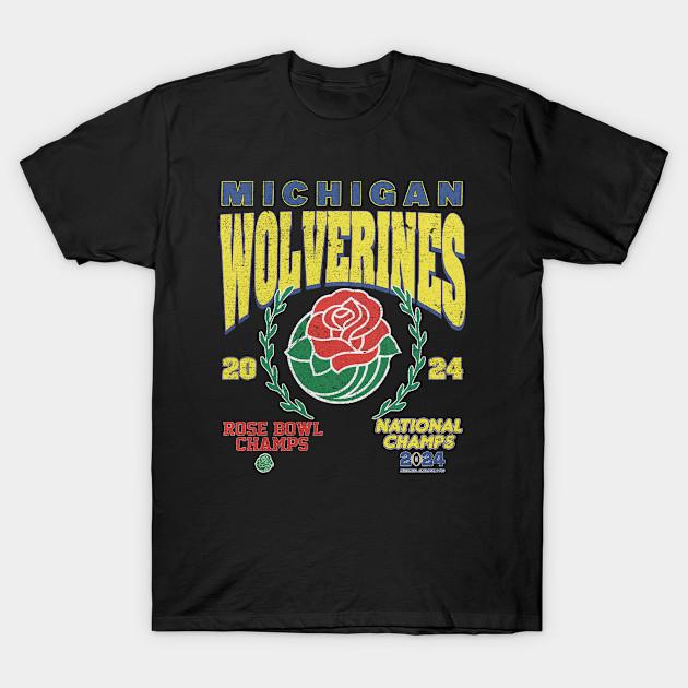 

Men Black Print T-shirt Michigan 2004 Rose Bowl No-Cut Transfer Paper Print Cotton Tshirt 2XL чорний