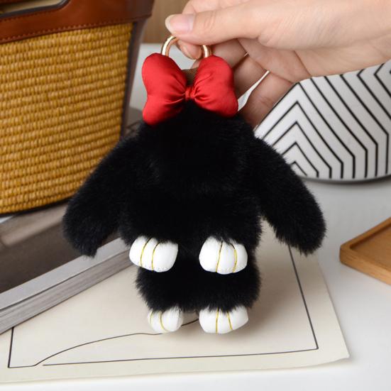 Plush Bunny Keychain Furry Faux Fur Rabbit Pendant Key Chain Soft Animal Keyring Accessory for Women Purse Backpack Decor