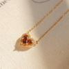 S925 Sterling Silver 18K Gold Heart Garnet Red Zircon Pendant Necklace - Elegant Light Luxury for Women
