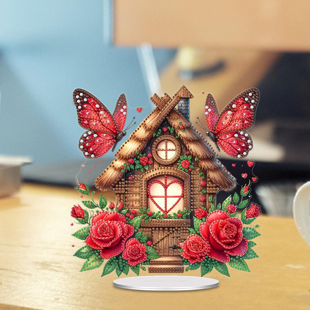 Acryl Sonderform Zug Herz 5D DIY Diamantkunst Tischdekorationen Diamantmalerei Desktop-Dekore für Heim- und Bürodekoration