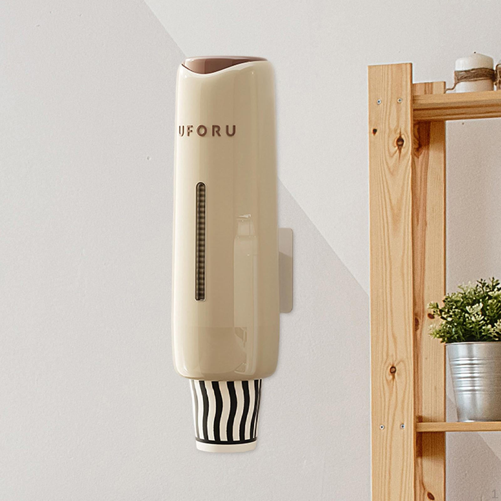 

Cup Dispenser Holder Hold 45 Cups Dustproof Wall Mounted Organizer Storage Rack for Hotel коричневый