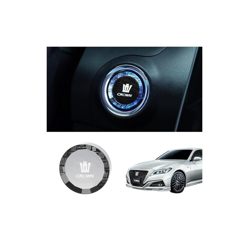 LUMIMAN Push-to-Start Switch, Crystal Engine Start Cover, Start Button Cover for Toyota Crown 200/210 Series, Interior Parts, Dress-Up, Crystal-Like