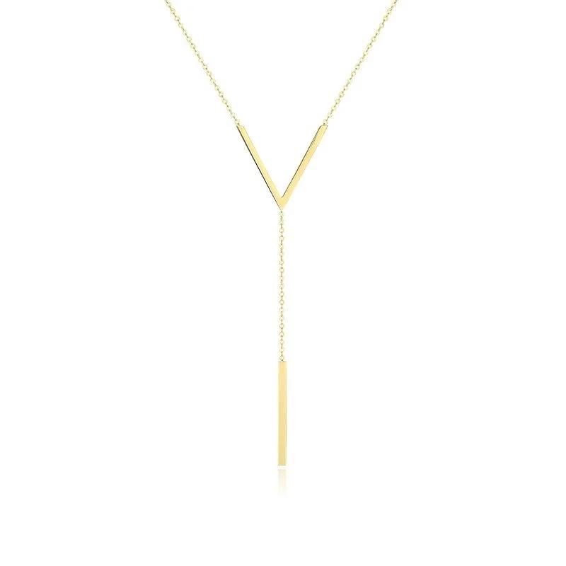 Simple V-shaped Long Sexy Clavicle Necklace Gold Color Long Neck Chain Women Vertical Bar Pendant Necklace Party Jewelry Gifts