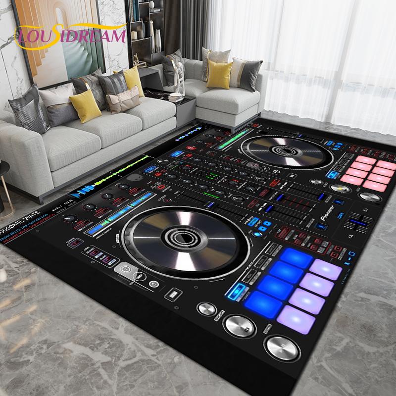 Teppich mit DJ-Musik-Screen-Muster, Teppich für Wohnzimmer, Schlafzimmer, Sofa, Küche, Badezimmer, Flur, Läufer, rutschfeste Bodenmatte