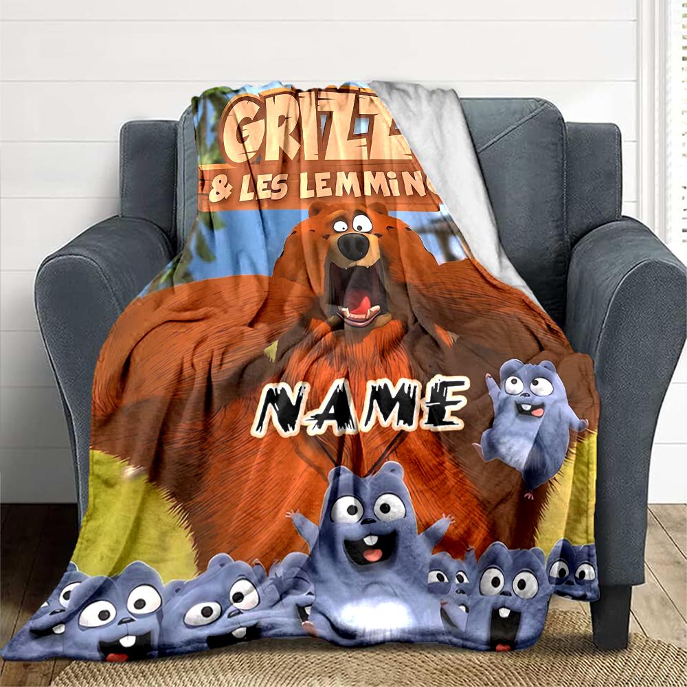 Custom 1pc Grizzly Lemmings Adventure Blanket, Soft And Comfortable Blanket, Casual Warm, Camping Travel Blanket, Birthday Gift Q91269