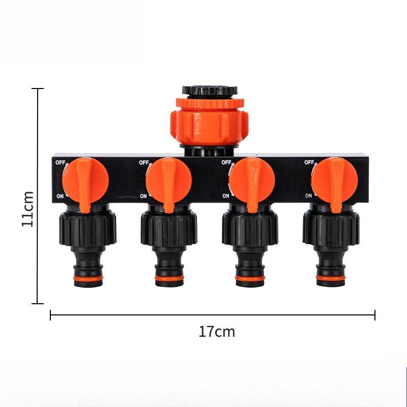 1PC Outdoor Garden Four-way Water Separator with Switch Four-way Valve Door One-in Four-out Water Separator Diverter