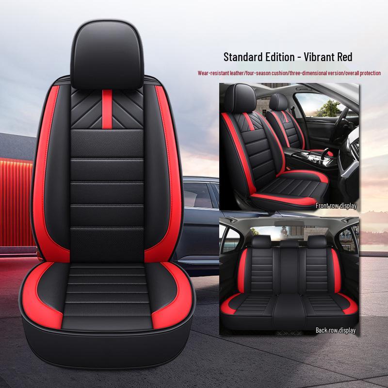 All-Season Universal Leather Car Seat Cushions - Full Coverage for Five-Seater