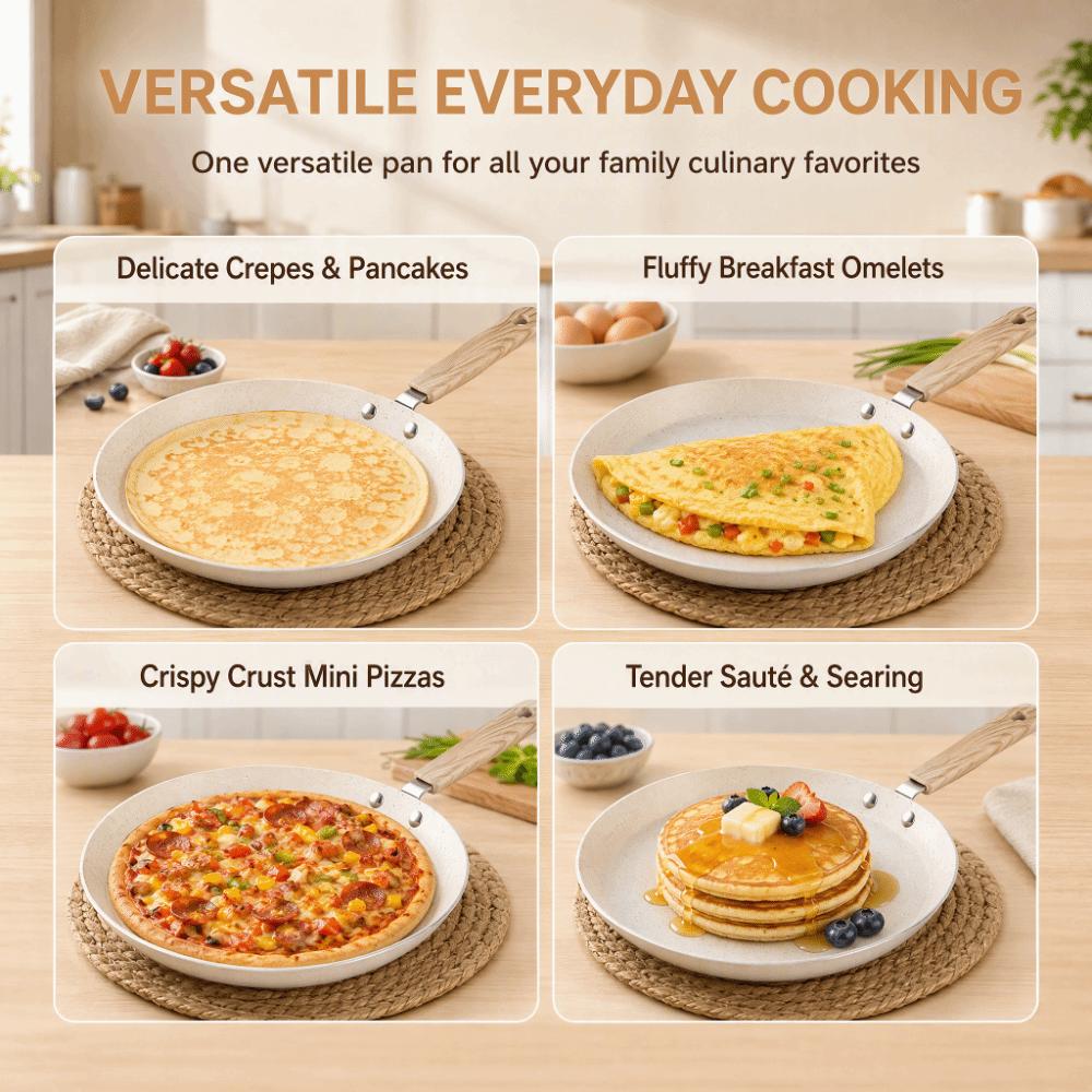 Non Stick Frying Pan Aluminum Alloy Flat Bottomed Cooking Pot  Pancakes Omelets Steaks