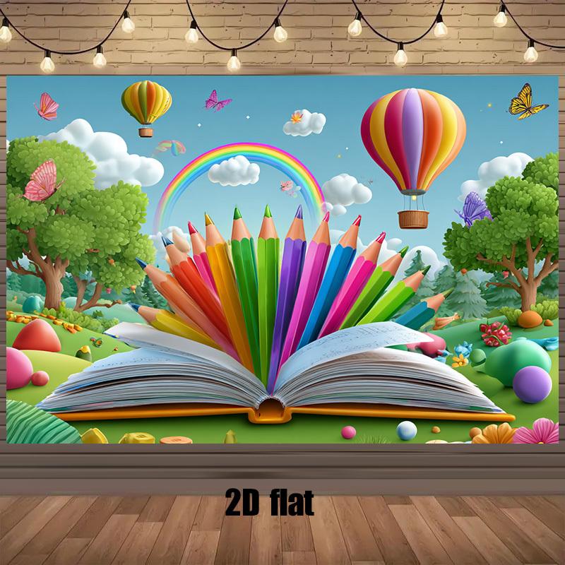 2D plane, 1 piece 2D plane banner "Vibrant and creative background for Children's Day, Reading Day and Birthday Party"