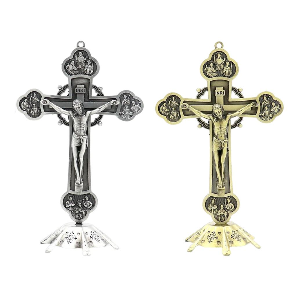 Metal Standing Crucifix , Desk Decor Figurines Statue Home 12 Apostles Statue Gifts Standing
