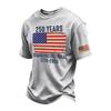 T-shirt da uomo vintage lavata con scollo rotondo a maniche corte, maglietta grafica stampata Semi-Quincentennial 1776-2026, design bandiera USA, vestibilità casual