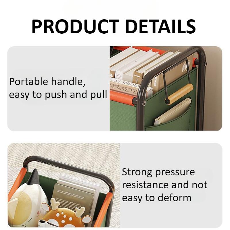 Toy Storage Basket with Four-wheels Sundries Storage Box Bedside Rack Large Capacity Trolley for Bedroom University Dormitory