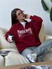 Lazy wind letter printing loose trend warm lapel half zipper sweater women