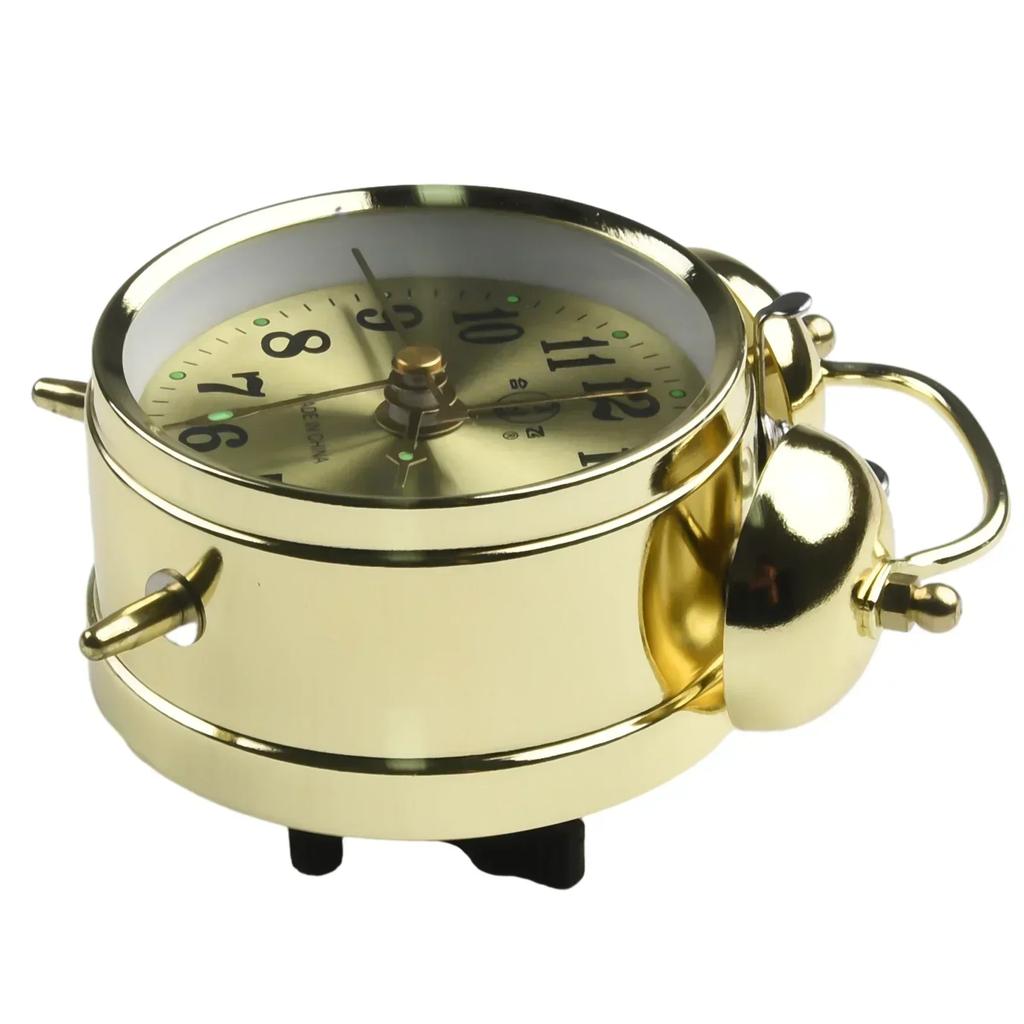 Horseshoe Mechanical Gold Alarm Clock Manual Wind Up Vintage Metal Alarm Clock Ticking Retro Vintage Twin Bell Desk Bedside