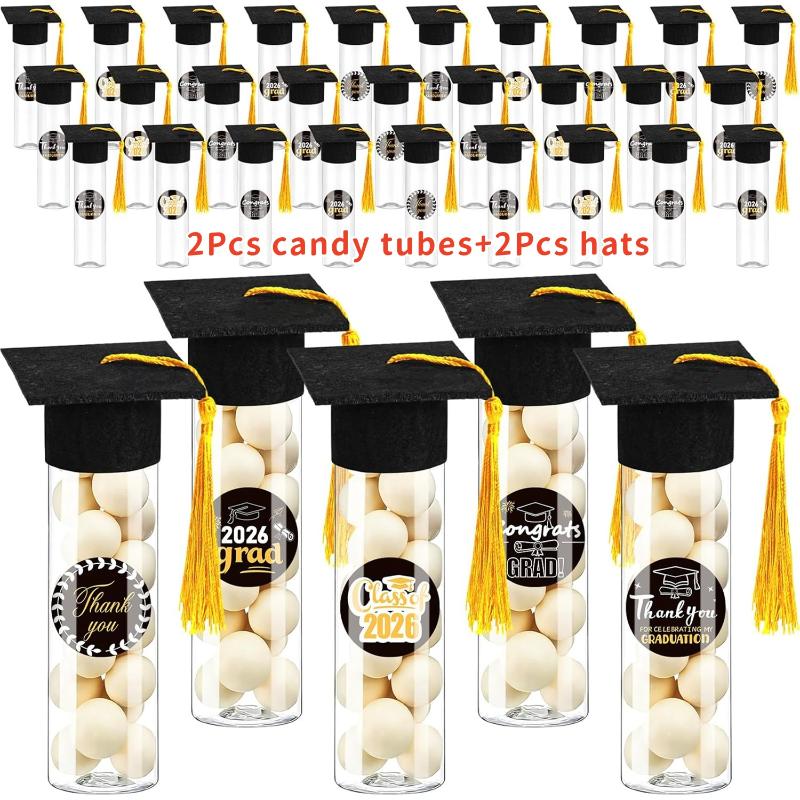 

2/5/10Pcs 2026 Candy Tube Graduation Party Candy Box Container Graduation Hat Jar With Tassel Graduation Decoration Gifts A5