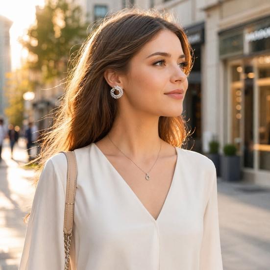 Laurel Leaf Hoop Earrings for Women, Silver Plated Earrings, Elegant Circular Earrings, Fashion Jewelry for Party Daily Wear
