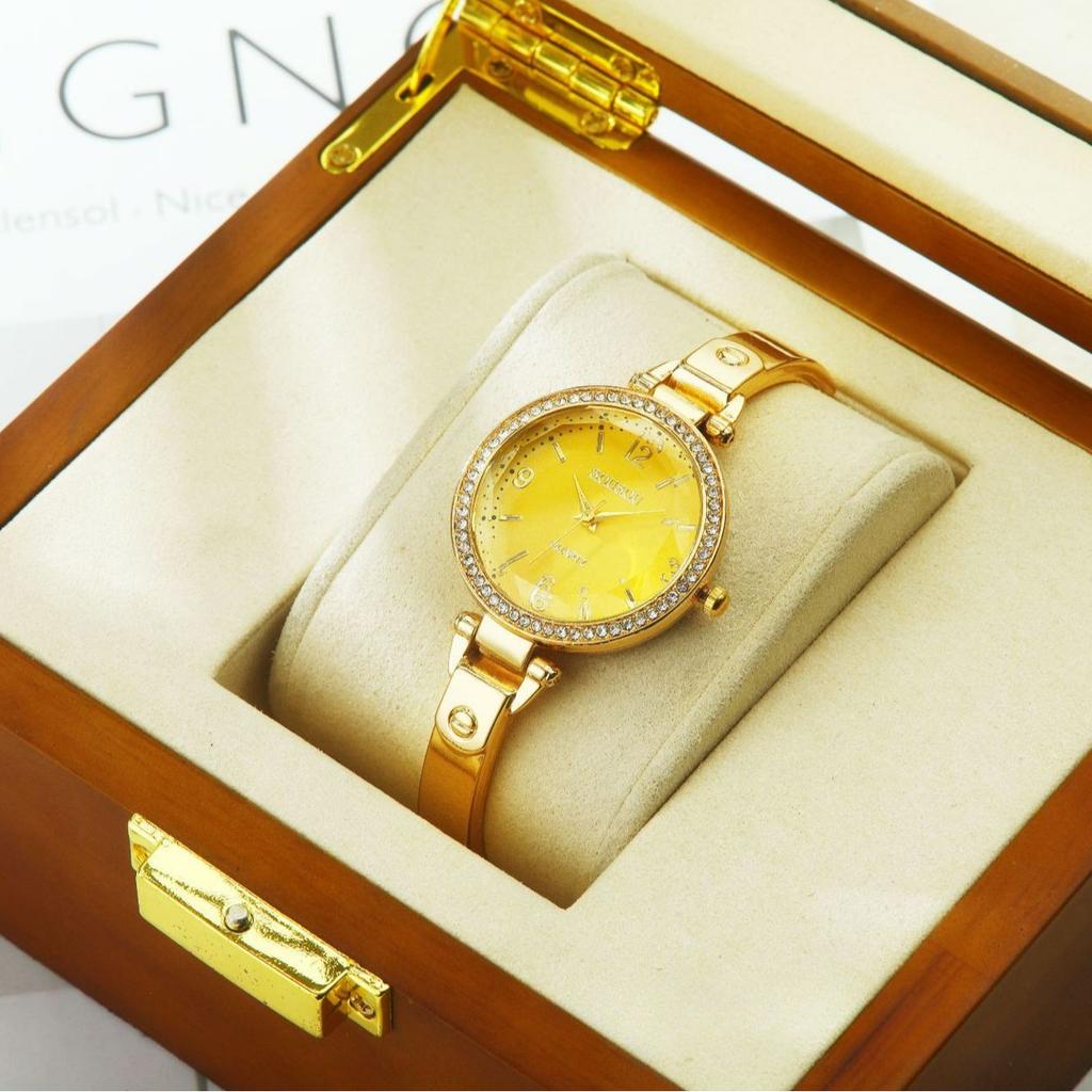 Women Wristwatch Round Rhinestone Quartz Watch Bracelet Watches Party Office Christmas Gifts