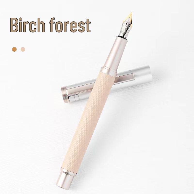 Penna Stilografica Metallizzata Serie Ufficio con Cartuccia d'Inchiostro - Regalo per Calligrafia e Scrittura Studenti, Nome Incidibile