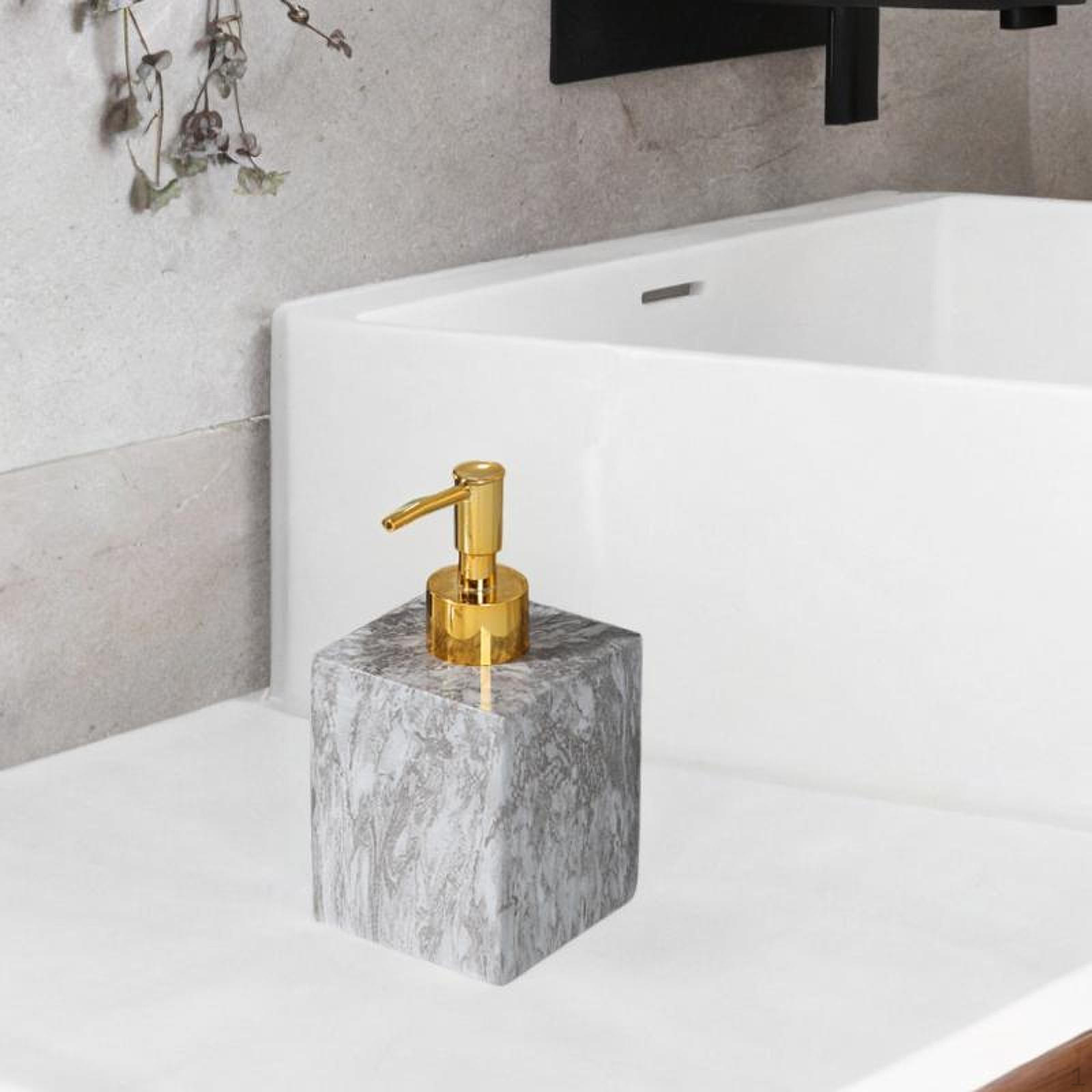 

Порожній дозатор для гелю для душу, ручний дозатор мила з мармуровою текстурою, стильна пляшка-дозатор для лосьйону 400 мл gold head grey