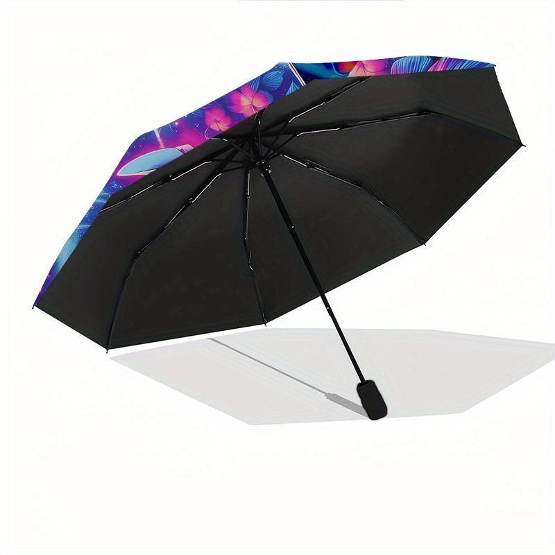 Stitch, Floral Themed Automatic opening and closing folding umbrella, 8-rib windproof, compact travel design, suitable for all occasion | Fa