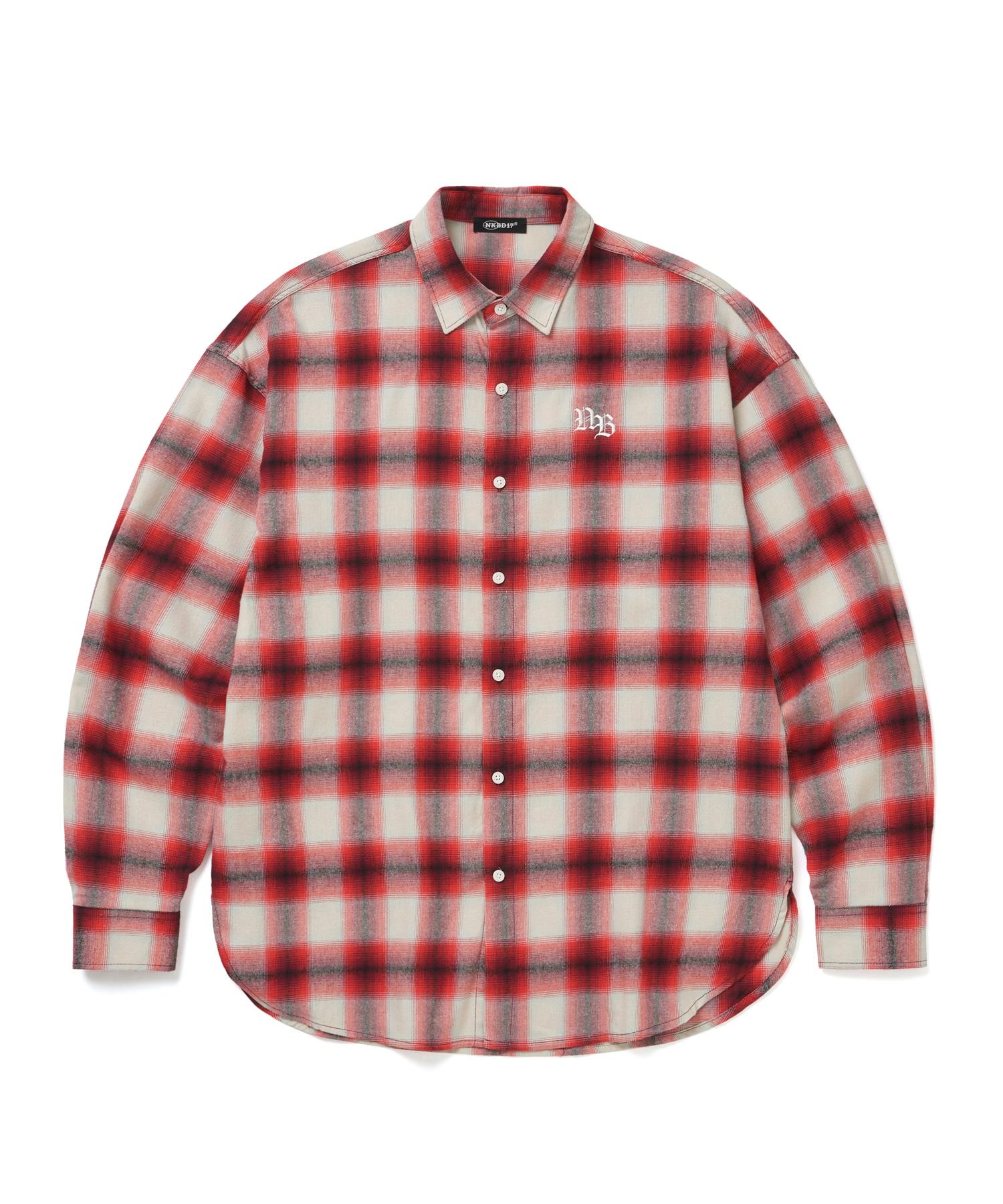 Naked Blood Layered Logo Check Shirt Red Red/Free
