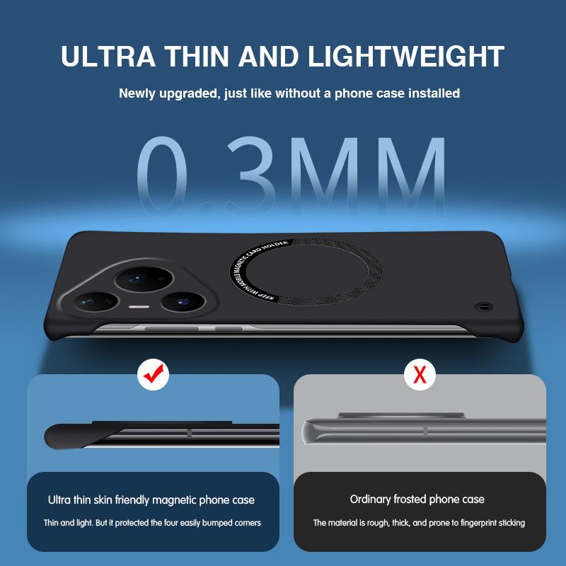 Ultra Thin Frameless Magnetic Case for HUAWEI Pura 80 Pro Plus Magsafe Hard Wireless Charging Cover for Pura 80 Ultra