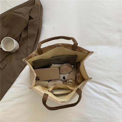 Bear Linen Tote Bag Women Go Out Casual Portable Handbag 2025 Student Shoulder Bag