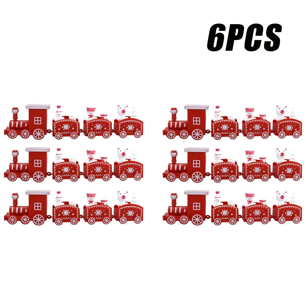 Snowman Christmas Train Ornament Mini Plastic Holiday Decor Small Xmas Train Set for Home Tabletop Festive Embellishments