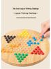 Children's Hexagonal Bamboo Jump Checkers Game with Colorful Wooden Beads, Parent-Child Interaction Board.