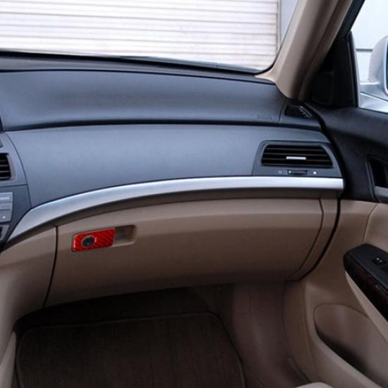 For 2008-12 Honda Accord Red Carbon Fiber Interior Glove Box Handle Cover Trim