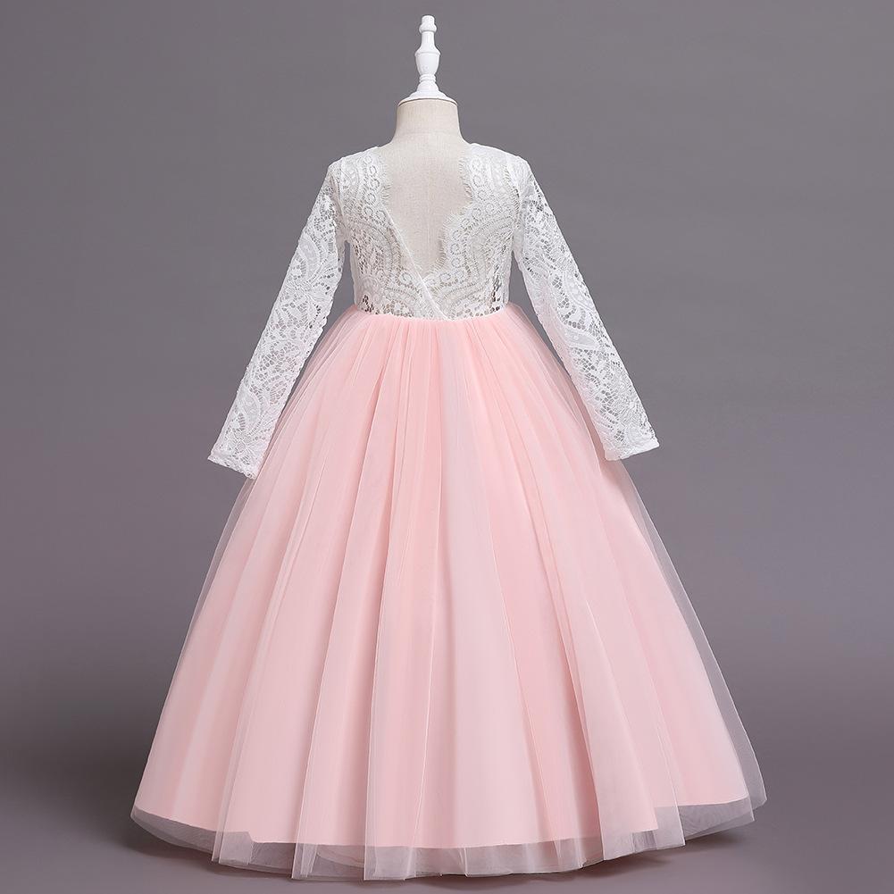 Middle-aged Children's Lace Princess Dress Long Skirt Girls Catwalk Sparkling Kids Birthday Dress Elegant Soft Party Dress Ball Gown for Girls