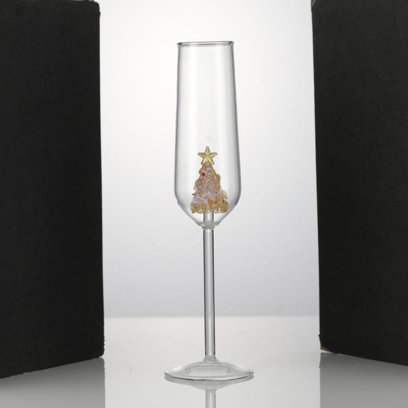 Nordic High Borosilicate Champagne Glass New Sweet Wine Christmas Tree Glass Wine Glass For Women Cocktail Glass 1PCS