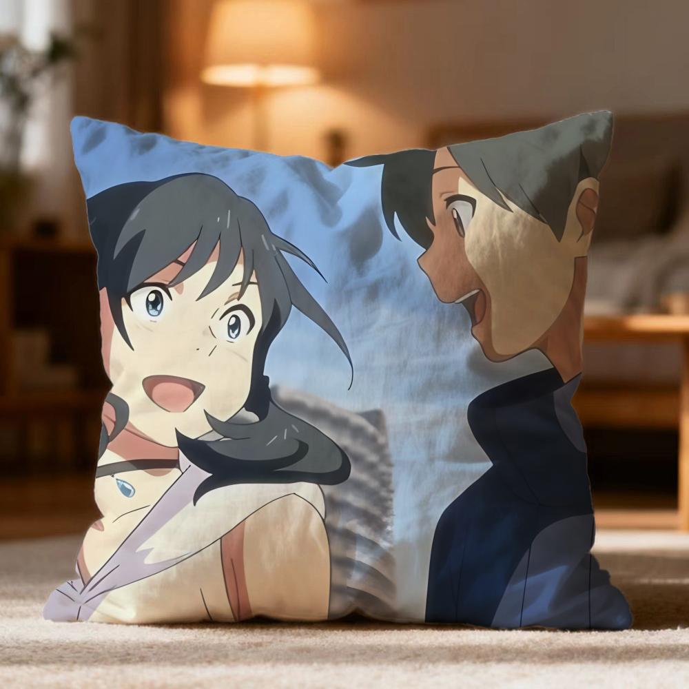Popular W-WWeathering With You Cushion Cover Soft Washable Pillow Case Multi-Scene for Couch Bed Travel Office Use