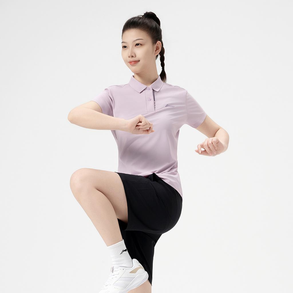 Li-Ning Classic Solid Color Simple Versatile Polo Shirt Soft Comfortable Breathable Women tops APLW658-3