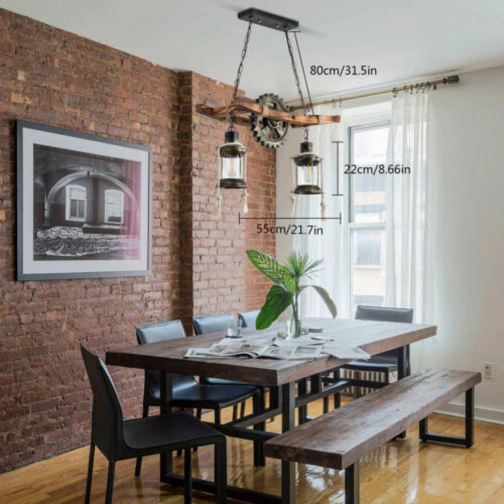 

Bymaocar Retro Two Heads Pendant Light Industrial Loft Bar Creative Hanging Lamp Adjustable Height for Dining Room Living Room