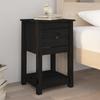 Day and Night - Day and Night Solid Black Pine Wood Bedside Table 40x35x61.5 Cm