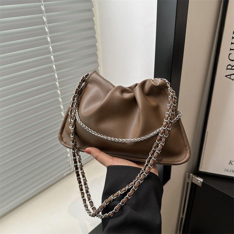Niche pleated bag women's summer 2025 new trendy Korean retro chain underarm bag versatile shoulder messenger bag