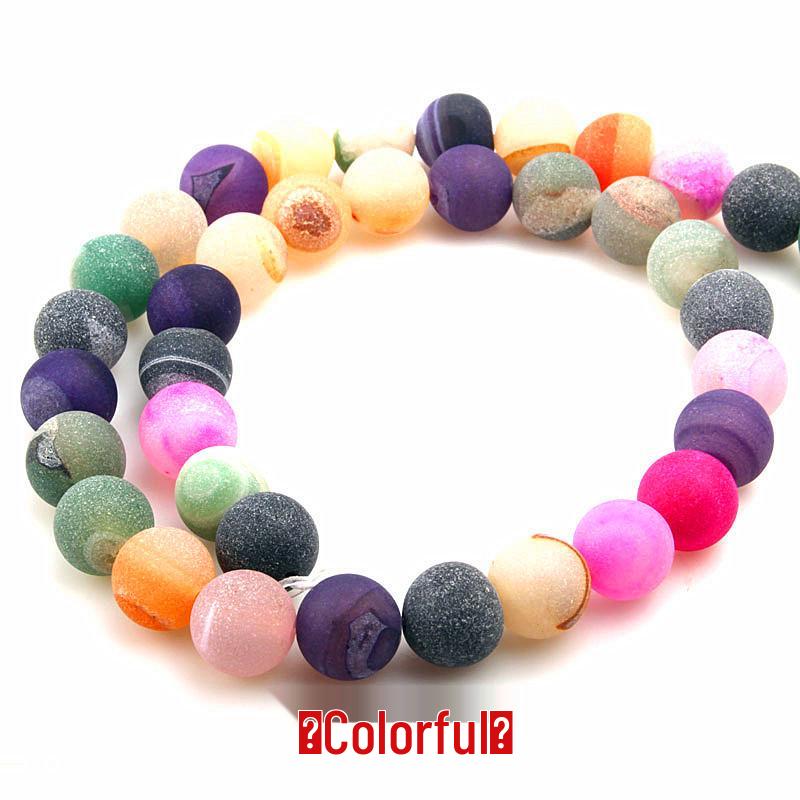 Natural Multi-color Frosted Agate Loose Beads for DIY Jewelry Accessories