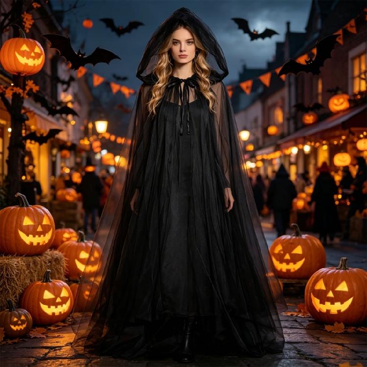 Mantelle Lunghe alla Moda Senza Maniche con Tulle Multistrato Rete Elegante Mantello per Eventi a Tema per Costumi Fantasy