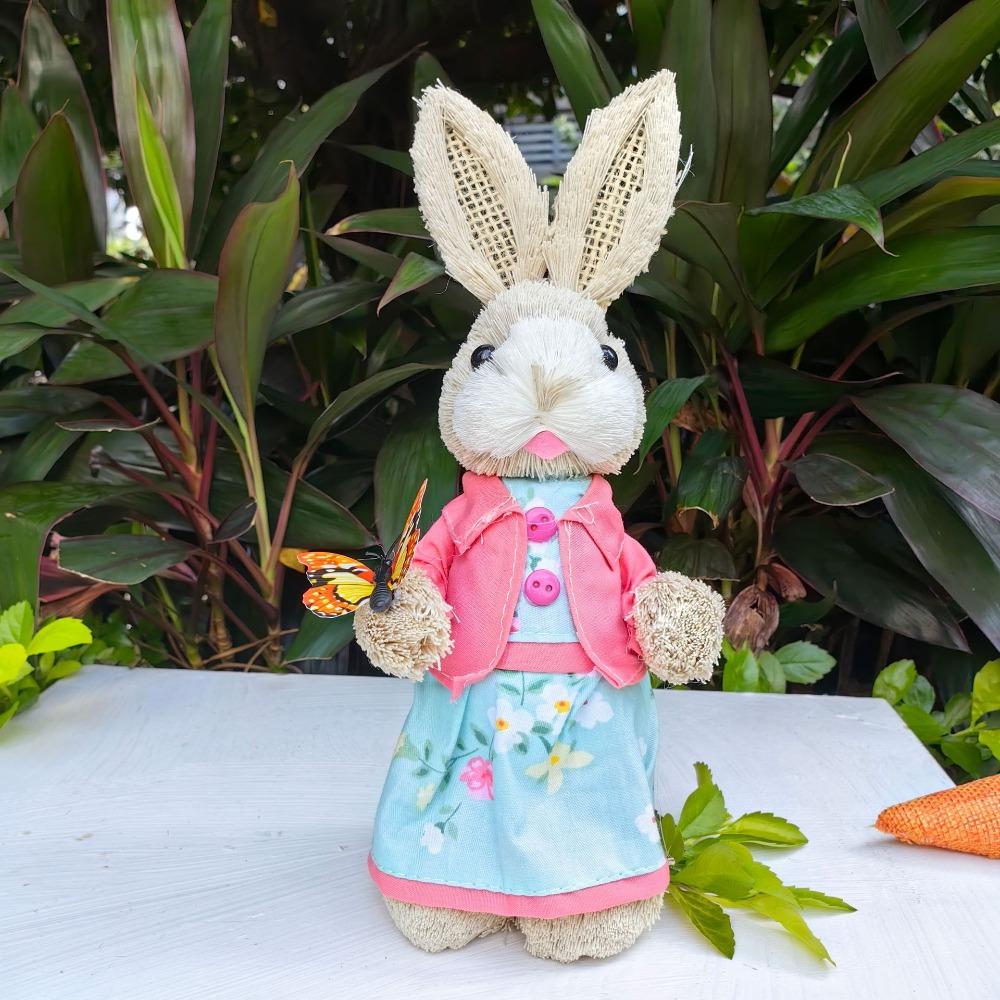 DIY Rabbit Straw Figures High-25cm Rabbit Statue New Garden Statues Home