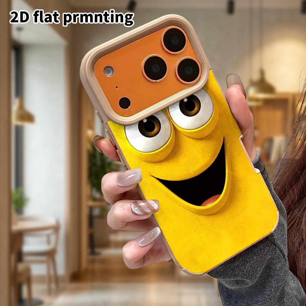Phone Case: Lambskin 2D Flat Samsung Galaxy A34 A35 M05 M06 S20 S22 S21 FE Plus 5G Protective Case, Big Smiley Face, Christmas and Halloween Gift