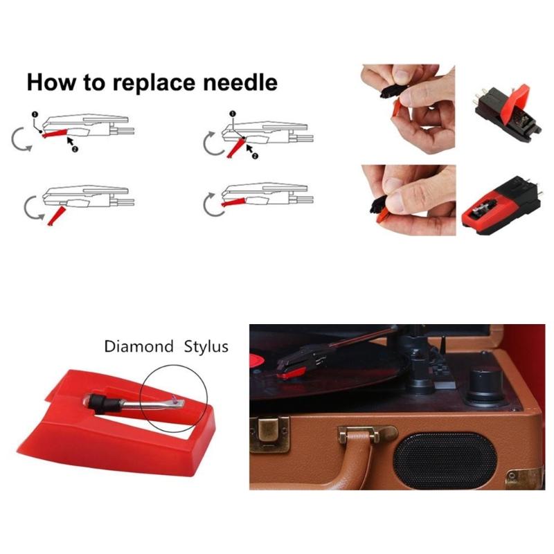 Record Player Needle Replacement Styluses Turntable Needle Phonograph Needle with Cleaning Brush for Vinyls Record Player