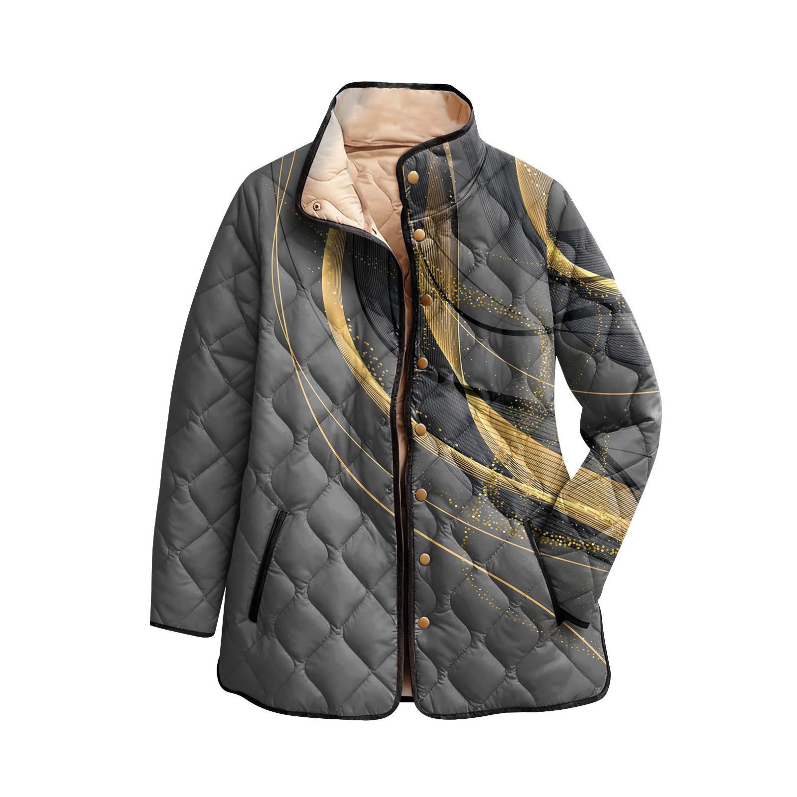 

Женская хлопковая куртка с цветочным принтом, воротником-стойкой, плиссировкой, длинными рукавами и пуговицами XS золотой