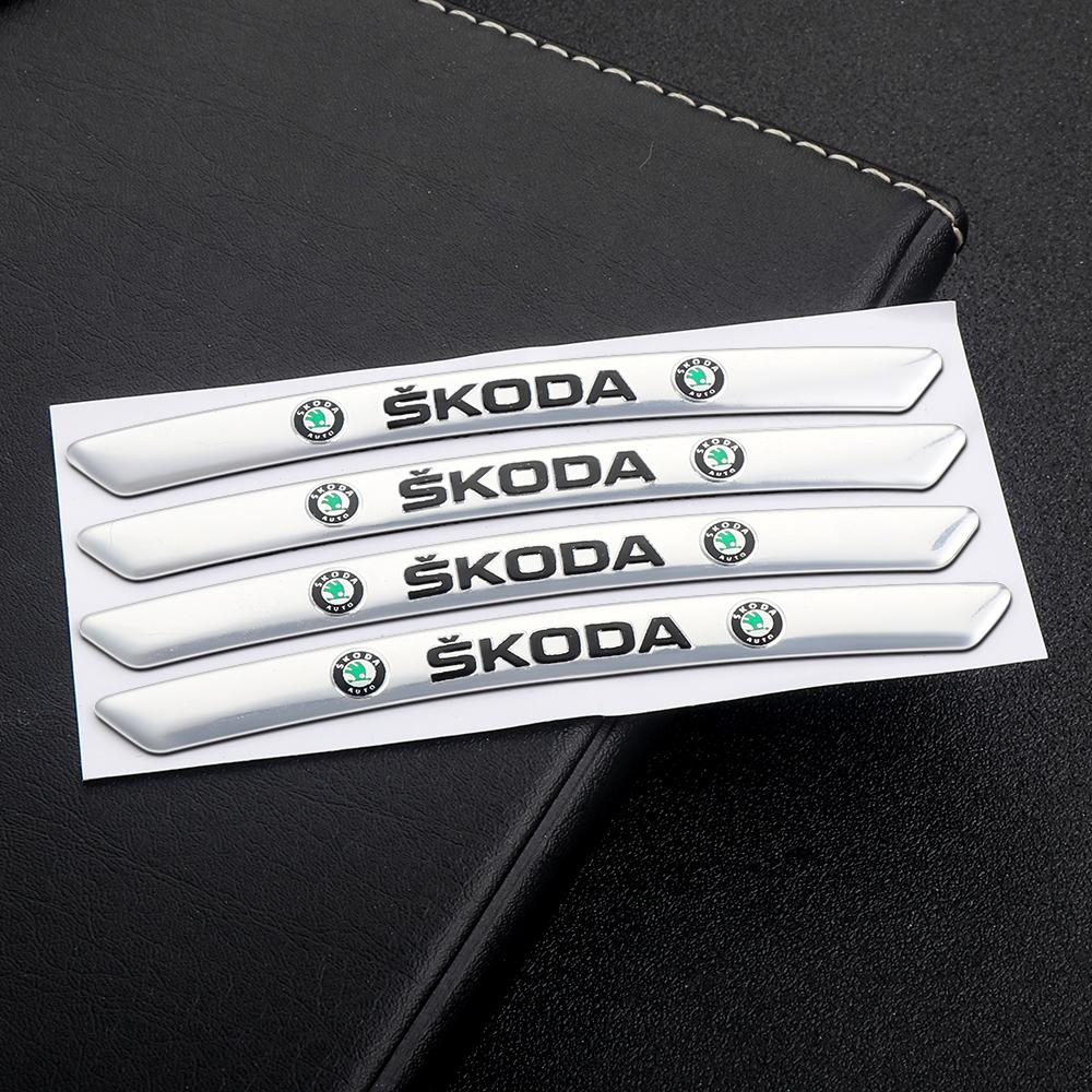 AAFM1 Car Styling 4Pcs Aluminum Wheel Rim Sticker Decal For Skoda Rapid Fabia 1 2 Citigo Octavia 2 A7 A5 A4 Roomster Yeti 3 Superb