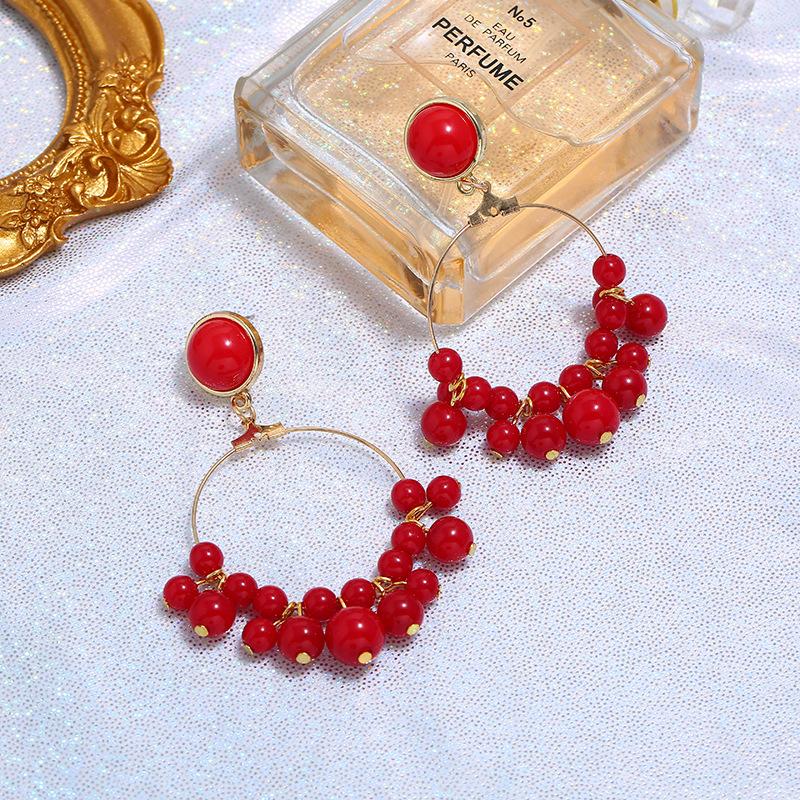 Retro personality pearl long stud earrings female versatile simple Internet celebrity temperament earrings fashion trendy earrings