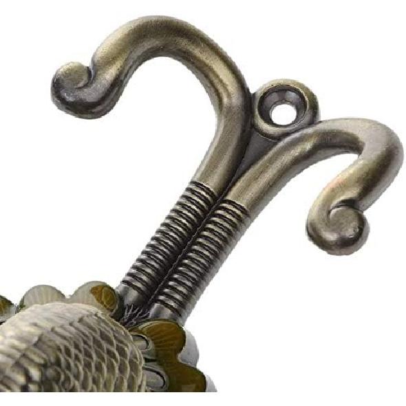 2pcs Peacock Metal Double Hanger Hook Double Head Wall-Mounted Coat Towel Hanger Hook - Bronze