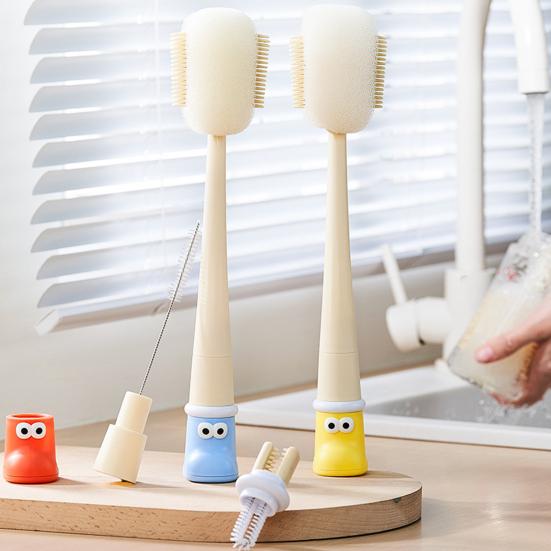 5 In 1 360 Degree Flexible Silicone Cup Brush Cartoon Boot Shape Long Handle Design Bottle Brush Cleaning Tool