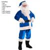 Santa Blue Costume Men Women Christmas Clothes Makeup Beard Party Prop Outfit