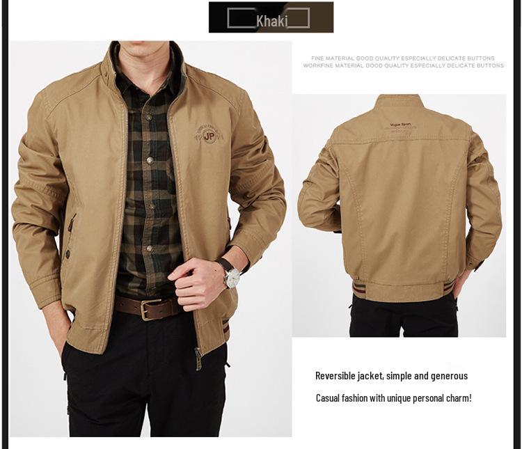 8571 Chaqueta Casual Reversible de Doble Cara para Hombre, 95% Algodón, Marca Top.