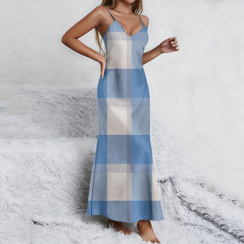 Sleeveless Plaid Maxi Dress for Women Casual Spaghetti Strap Sundresses for Women Summer Dresses Boho Dresses for Women 2026